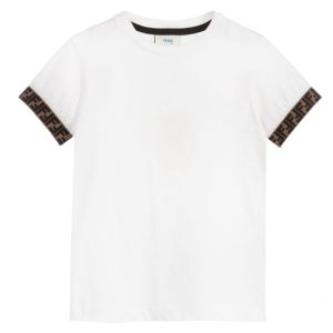 FENDI Boys White FF Sleeve Logo T-Shirt