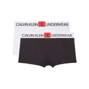 Calvin Klein White and Black Logo Patch Boxer Shorts (2 Pack)