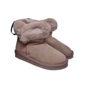 Monnalisa Girls Dusky Pink Ankle Boots With Fur