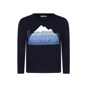 Lanvin Boys Navy Cotton Mountain Logo Long Sleeved T-Shirt