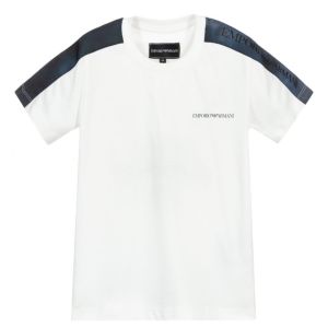 Emporio Armani White Cotton Ombré Logo T-Shirt