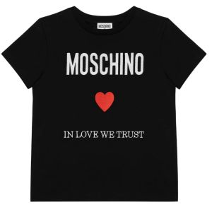 Moshino Black And Red Heart Cotton T-Shirt 