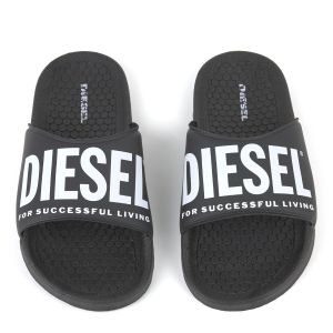 Diesel Teen Black Logo Sliders
