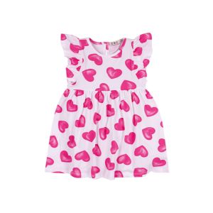 Everything Must Change White Dress With All-Over Pink Love Heart Design