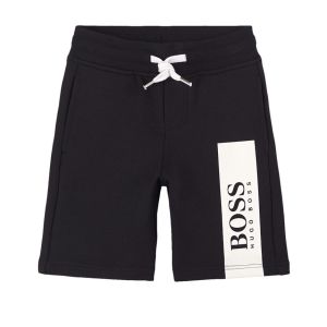 BOSS Kidswear Black Cotton Large White Logo Jersey Shorts