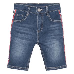 3Pommes Boys Blue Cotton Striped Tape Denim  Shorts