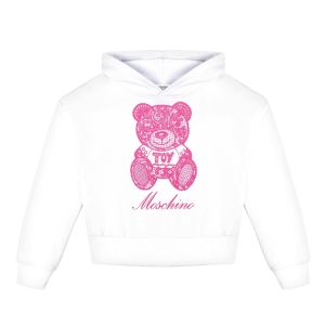 Moschino Girls White & Pink Lace Teddy Bear Hoodie