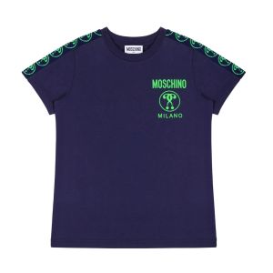 Moschino Navy Double Question Mark Logo Tape T-Shirt
