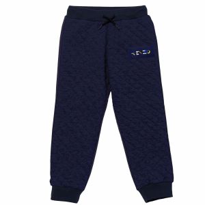 KENZO KIDS Boys Navy Logo Quilted Effect Joggers