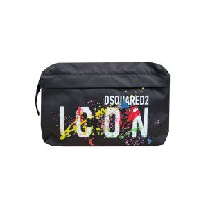 DSQUARED2 ICON Black Belt Bag With Paint Splatter Logo