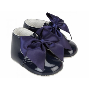 Baby Girl Pre-Walker Navy Blue Patent Bow Boots