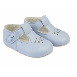 Baby Boy Pre-Walker Baby Blue Shoes With Petal Cut Out Design