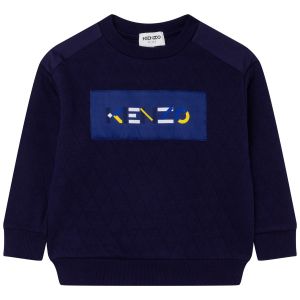 KENZO KIDS Navy Logo Quilted Effect Sweatshirt