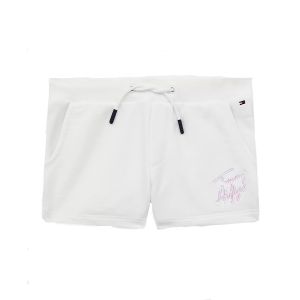 Tommy Hilfiger White Organic Cotton iridescent Logo Shorts