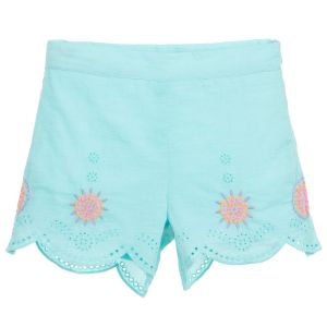 Billieblush Girls Turquoise Cotton Shorts
