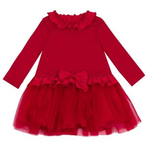 Bimbalo Girls Red Dress With Layered Tulle