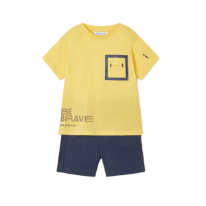 Mayoral Boy&#039;s 2 Piece Set With Yellow Text Design T-Shirt
