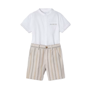 Mayoral Boys Beige Cotton &amp; Linen Shorts Set