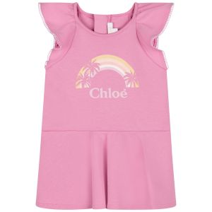 Chloé Fuschia Pink Cotton Jersey Logo Dress