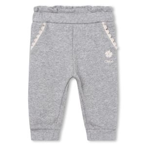 Chloé Baby Girls Grey Floral Embroidered Joggers