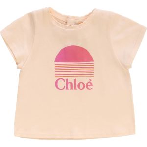 Chloé Pink Jersey Logo Setting Sun T-Shirt