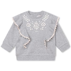 Chloé Baby Girls Grey Embroidered Organic Cotton Sweatshirt