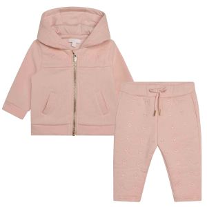 Chloé Girls Pink Ebroidered Floral Tracksuit