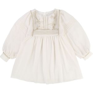 Chloé Girls Ivory  and Gold Cotton Dress