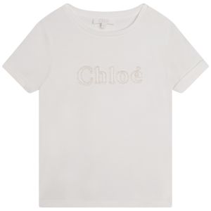Chloé Girls Pale Gold Logo Ivory T-Shirt