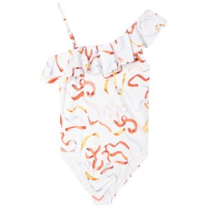 Chloé Girls Ivory Ribbon Print Swimsuit