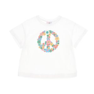 Chiara Ferragni Kids White Peace Cropped T-Shirt