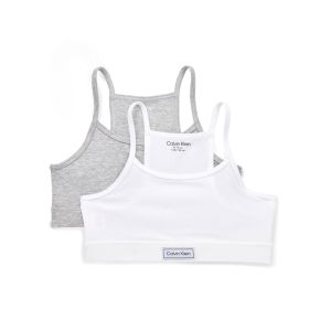 Calvin Klein White & Grey Cotton Bralette Crop Tops (2 Pack)