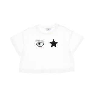 Chiara Ferragni Kids White Cropped Star T-Shirt