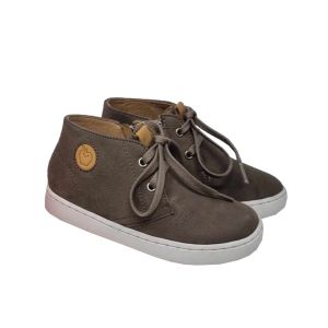 Shoo Pom Boys Taupe "Play Zip Desert" Lace Up Boots With Side Zip