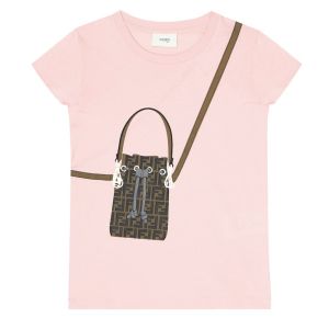 Fendi  Girls Pink Bag FF Logo T-Shirt