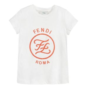 FENDI Girls White Karligraphy Logo T-Shirt