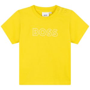 BOSS Kidswear Boys White Raised Logo Yellow T-Shirt