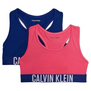 Calvin Klein Pink Flash  &amp;  Bold Blue Cotton Bralette Crop Tops (2 Pack)