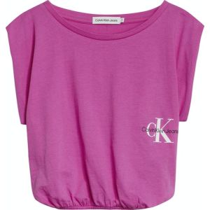Calvin Klein Girls Monogram Pink Cap sleeve T-shirt