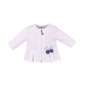 Everything Must Change White Zip-Up Jacket With Butterfly Embellishment