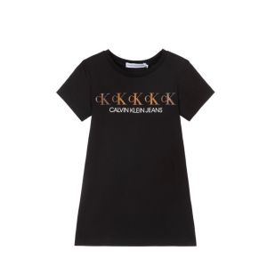 Calvin Klein Jeans Black Gold Logo T-Shirt Dress