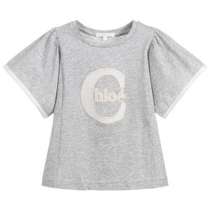 Chloé Girls Grey Cotton T-Shirt