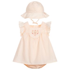 Chloé Pink Cotton Baby Dress Set