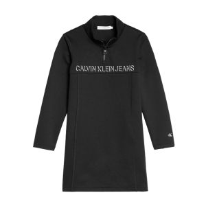 Calvin Klein Black Logo Long Sleeve Zip Up Dress