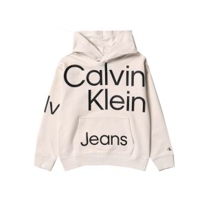 Calvin Klein Boys Eggshell Long Sleeve Repeat Logo Hoody