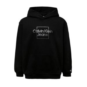 Calvin Klein Girls Black With Metallic Logo Relaxed Hoody