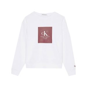 Calvin Klein Girls White Logo Jumper With Foil Logo