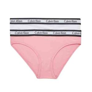 Calvin Klein Girls Logo Pink and White Knickers (2 Pack)