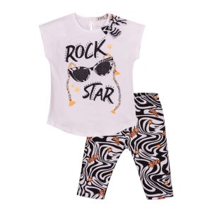 Everything Must Change White Top And Black &#039;Rock Star&#039; Legging Set