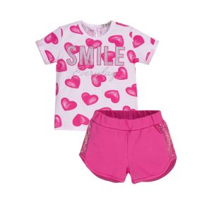 Everything Must Change Love Heart T-shirt With Pink Glitter Shorts Set